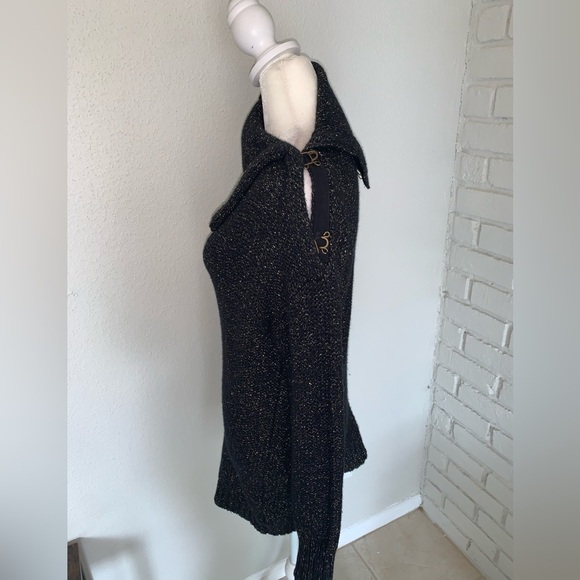 Brochu Walker Black Metallic Knit Sweater Wool Cashmere Blend - Picture 3 of 11